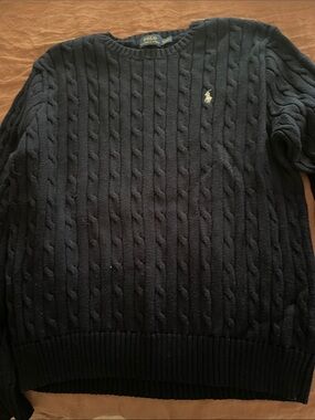 Polo by Ralph Lauren Dark Navy Cable Crewneck Sweater